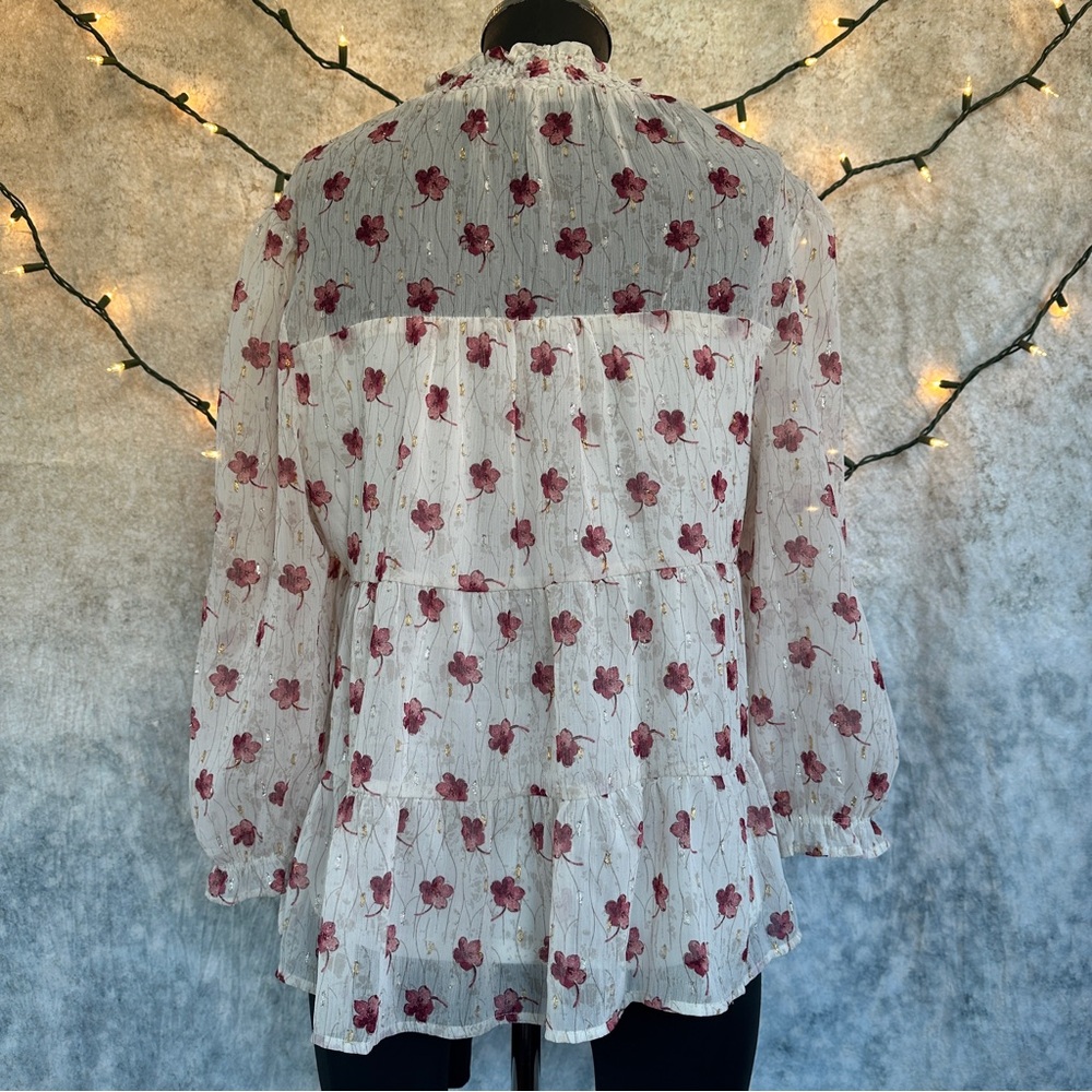 Monteau ruffled Floral Sheer Blouse - Picture 6 of 8